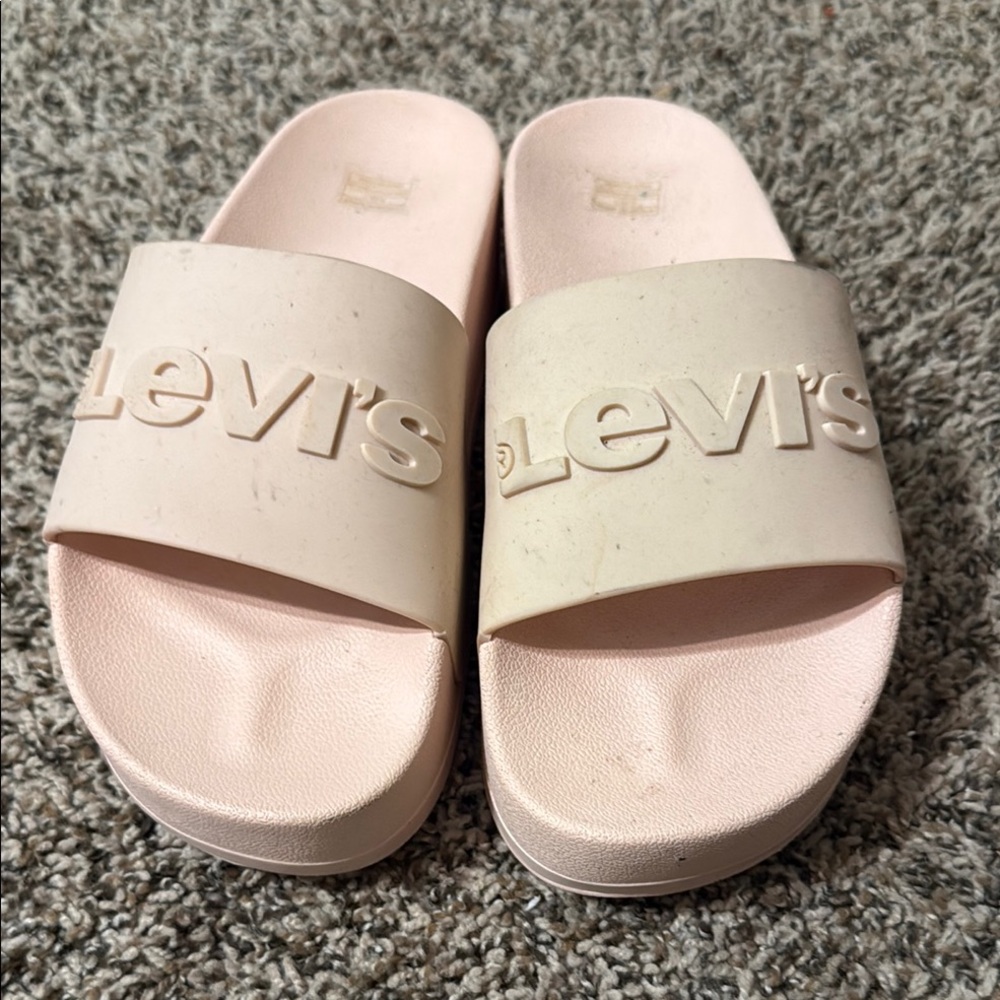Pink Levi's Platform Slides
